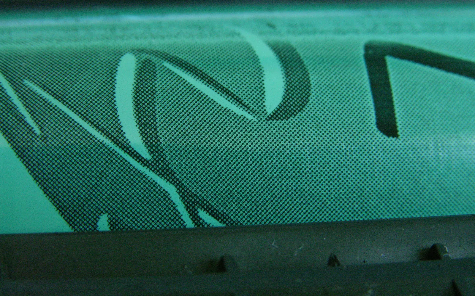 Close-up of toner powder on a laser printer photosensitive drum